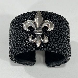 King Baby Studio fleur de lis black stingray cuff